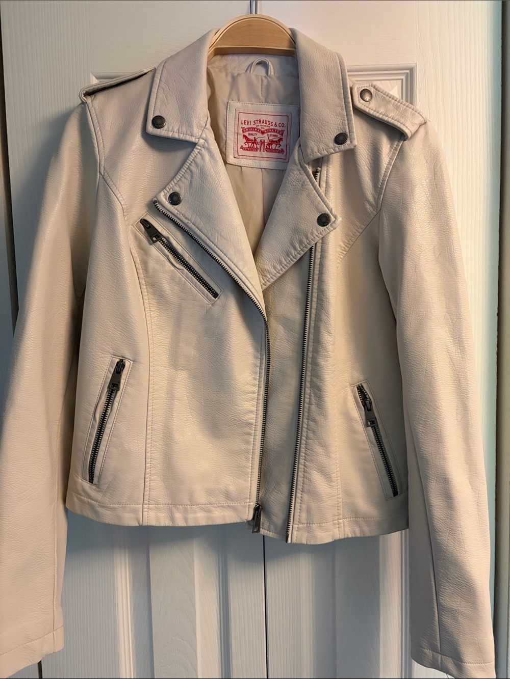 Levi's Cream Moto-Style Faux Leather Jacket